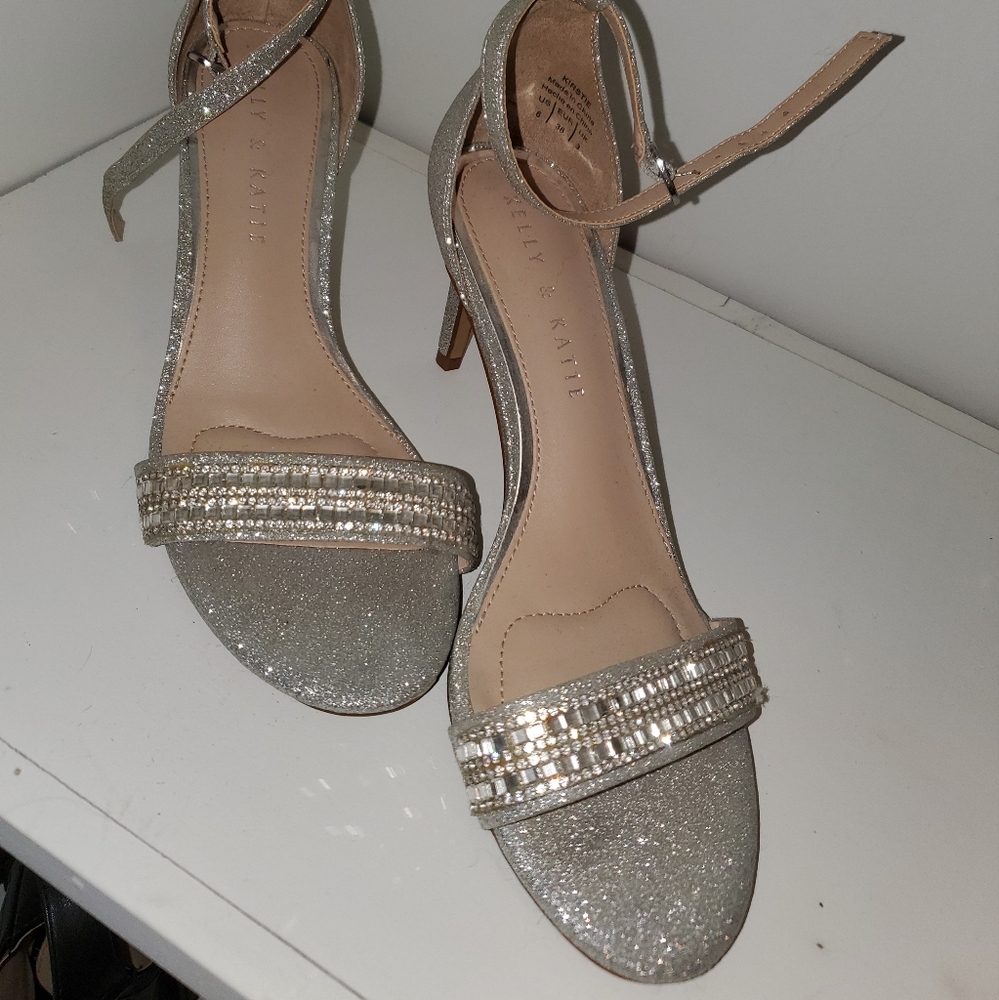 Silver shimmer heels